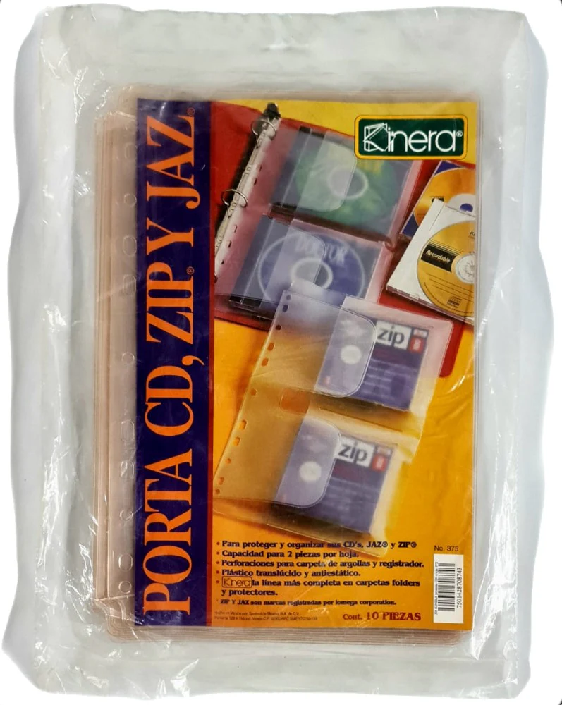 Mica Protectora p/carpeta 3 perforaciones 2 CD×Hoja c/10 Translúcido Carta Kinera® 375 [Bolsa]