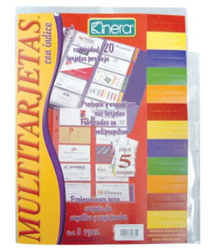 Mica Protectora Tarjetas p/20 Tarjetas c/Indice c/5 Translúcido Carta Kinera® 3805 [Pieza]