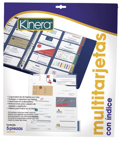 Mica Protectora Tarjetas p/20 Tarjetas c/Indice c/5 Translúcido Carta Kinera® 3805 [Pieza] - Image 3