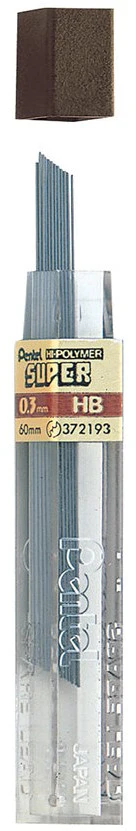 Minas Súper Hypolymer 0.3mm HB Tubo c/12 Pentel® 300-HB [Tubo]