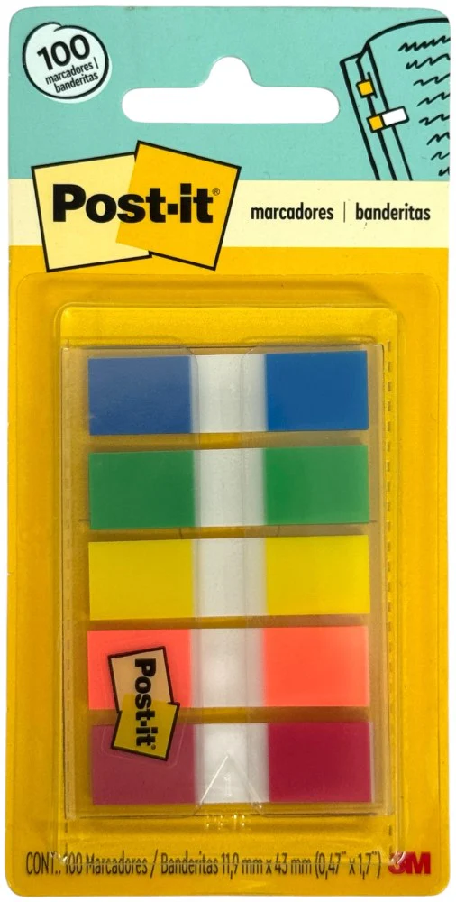 Notas Adhesivas (bandera) Post-It® Mini c/100 Colores (5) .5×1.7" 3M® 683-5CF [Pieza] - Image 2