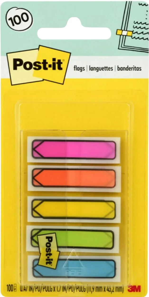 Notas Adhesivas (bandera) Post-It® Mini Flecha c/100 Colores Neón(5) .5×1.7" 3M® 684-ARR2 [Pieza]
