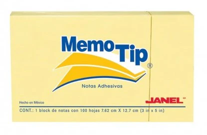 Notas Adhesivas Memotip #55 100hj Amarillo 3×5" Janel® [Pieza]