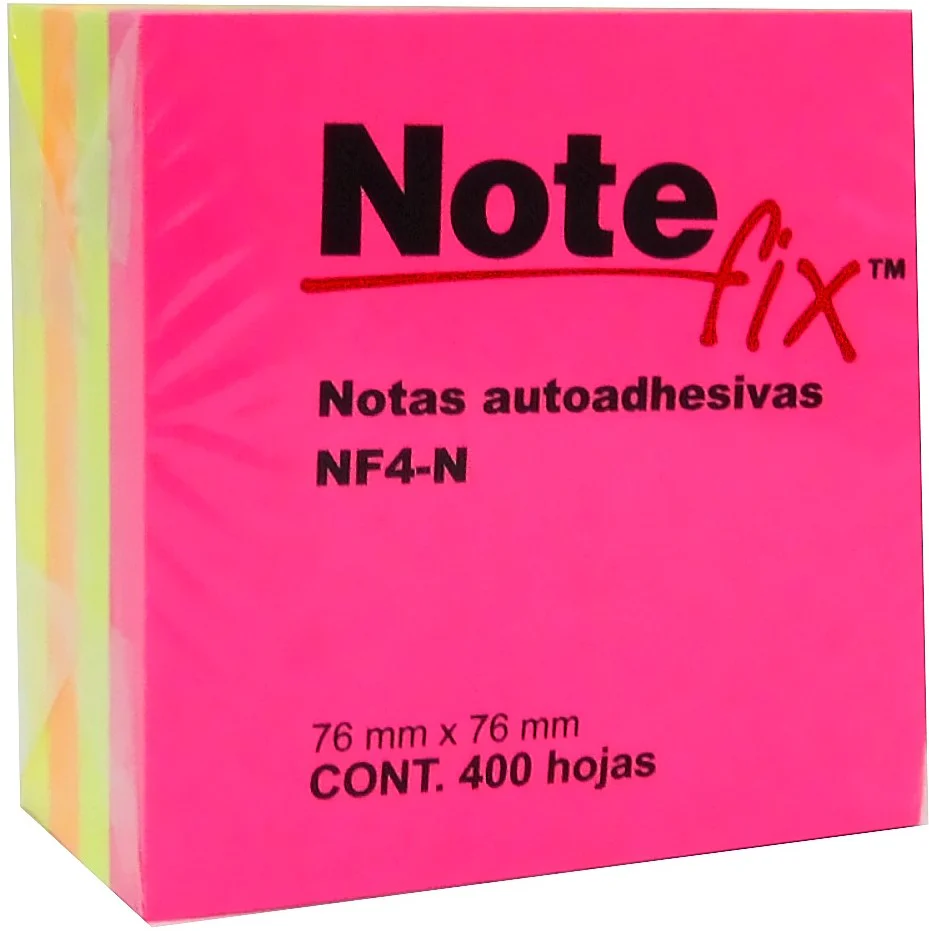 Notas Adhesivas Notefix® 4 Block c/100h 400hj Colores Neón 3×3" 3M® NF4-N [Paquete]