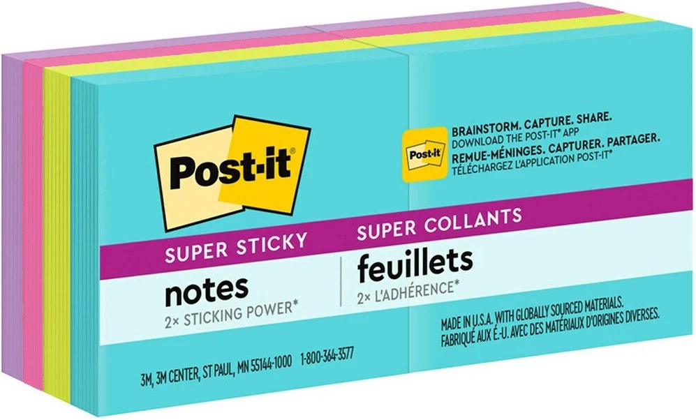 Notas Adhesivas SúperStic Post-it® 8 Block c/90 hjs 720hj Colores Miami 4 2×2" 3M® 622-8SSMIA [Paquete]