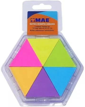 Notas Adhesivas Triangular 6 Block c/150h 900hj Colores Neón(6) 2×1¾" MAE® 21369 [Paquete] - Image 2