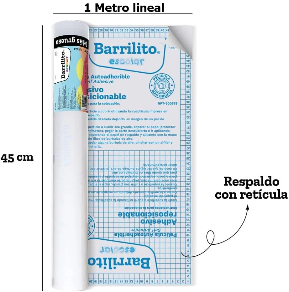 Papel Adhesivo Contac Contac Transparente ,45×1m Barrilito® [Metro]