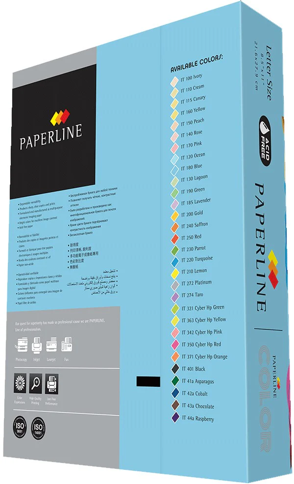 Papel Bond Color Brights  38.5k Carta 80g Paquete c/500 PaperLine®/Supra® [Resma] - Image 2