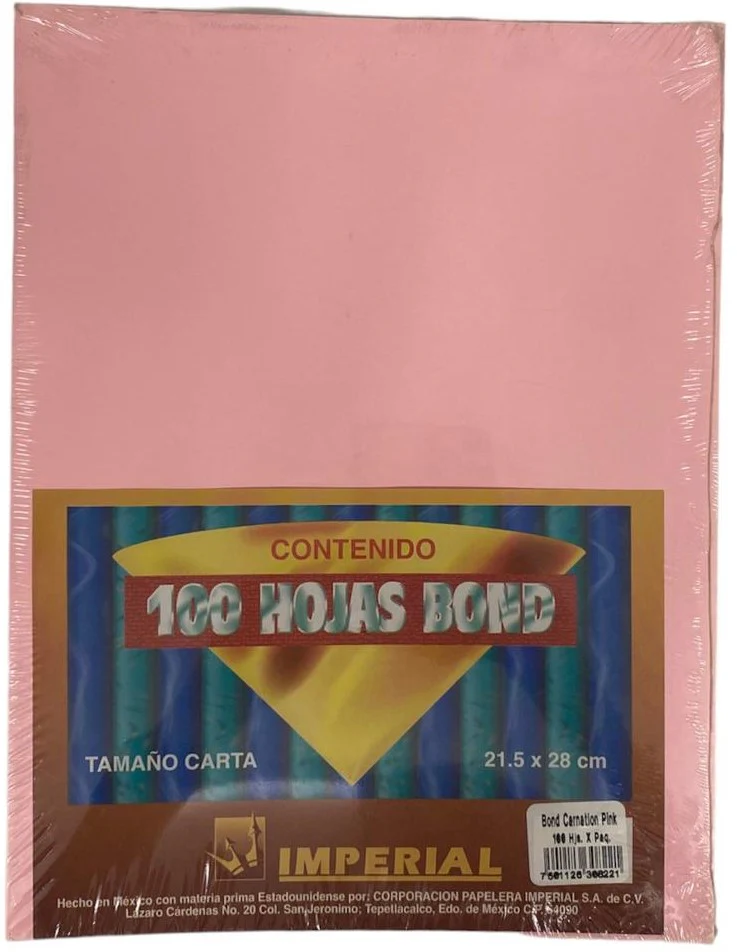 Papel Bond Color c/100 75g Carnation Pink Carta Imperial® [Cien hojas]