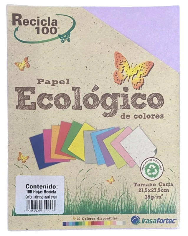Papel Bond Color  Carta Recicla 100 Irasa® [Cien hojas/Paquete/Resma] - Image 4