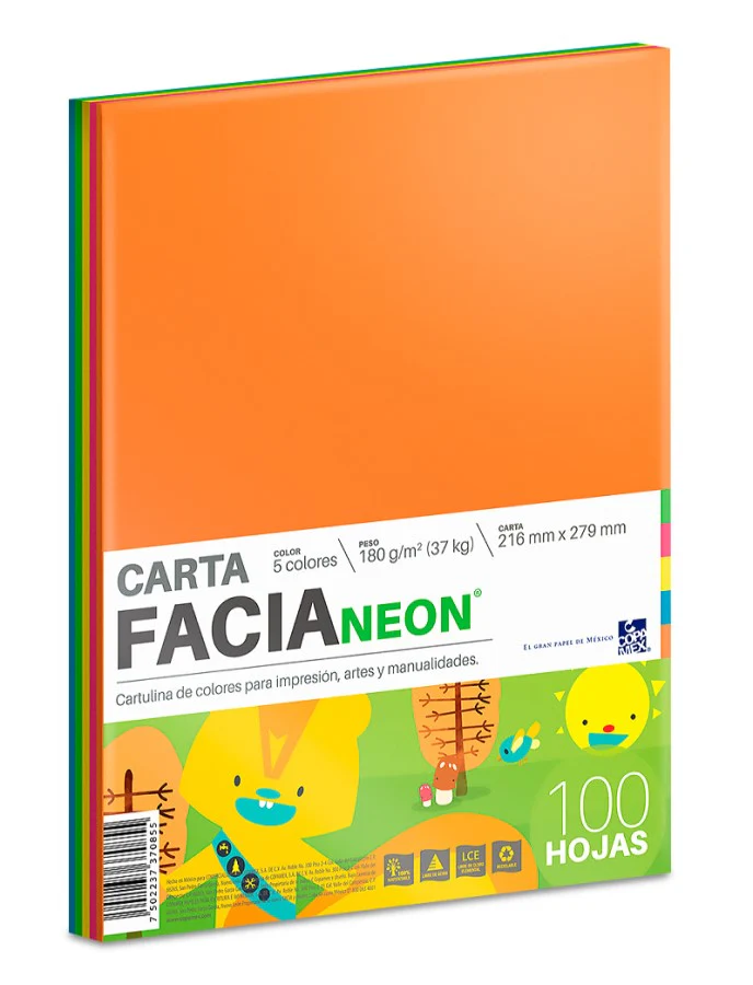Papel Bond Color Cartulina Fluorescente Facia Neón pack Copamex® [Cien hojas/Paquete]