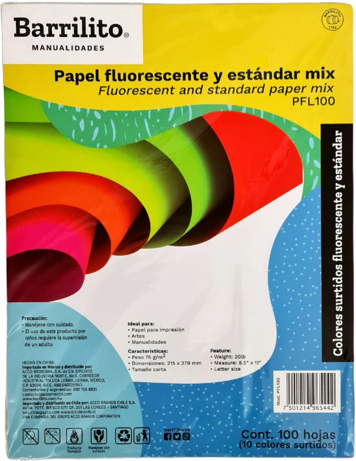 Papel Bond Color Colores (10) Carta 75g Barrilito® [Cien hojas] - Image 2