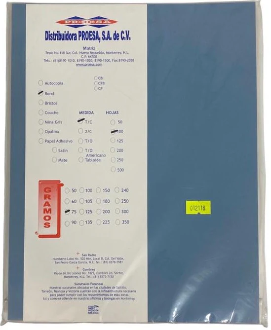 Papel Bond Color Pop-Set c/100 Colores (5) Carta Proesa® [Cien hojas] - Image 2