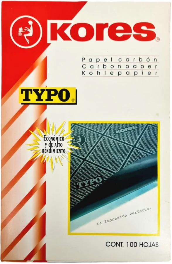 Papel Carbón TYPO® c/100 Negro Oficio Kores® [Caja]