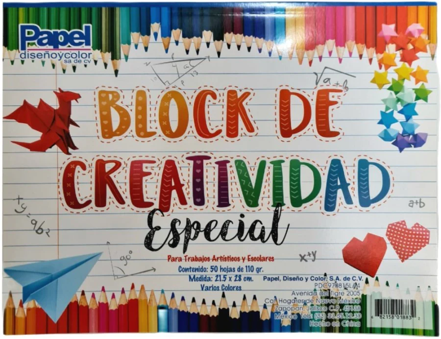 Papel Construpack Block de Creatividad 50Hjs Colores (10) Carta 110g Padi® 977 [Bloque]