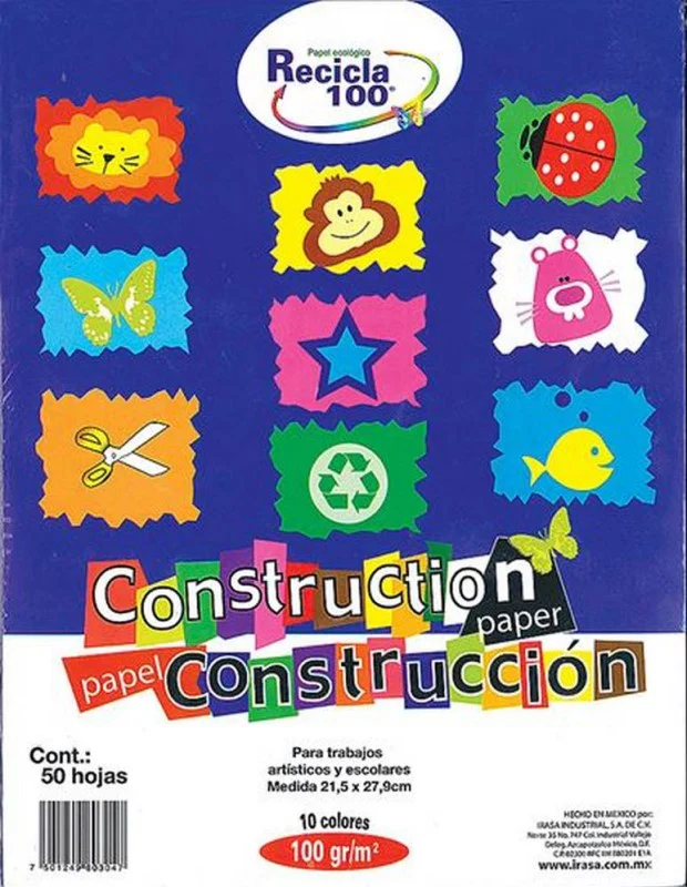 Papel Construpack Paper 50Hjs Arcoíris (10) Carta 100g Irasa® HC-0303 [Paquete]