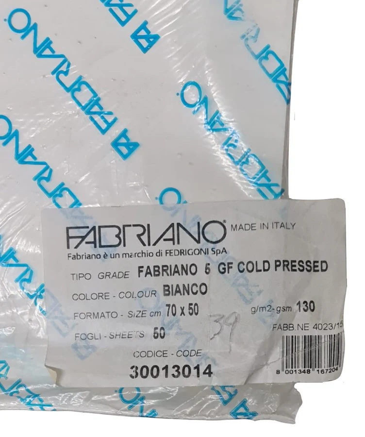 Papel Fabriano®  Blanco  50×70cm 5 GF ColdPress 50%Cotton Fedrigoni® [Hoja] - Image 6