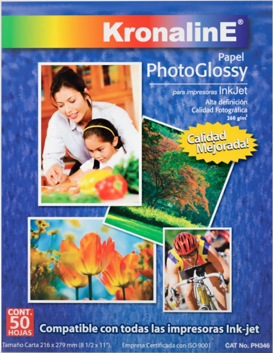 Papel Fotográfico Photoglossy Inkjet c/50 Carta 260g KronalinE® PH346 [Paquete]