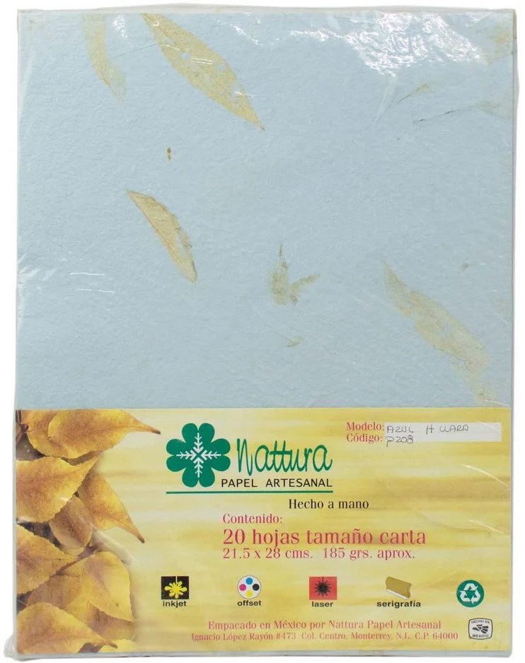 Papel Hecho Mano  185g c/20 Hojas  Carta Nattura® [Paquete]