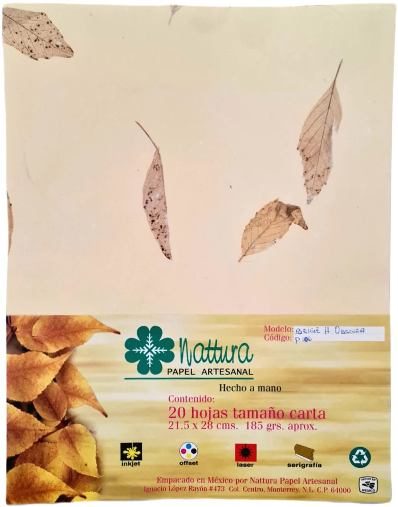 Papel Hecho Mano  185g c/20 Hojas  Carta Nattura® [Paquete] - Image 2