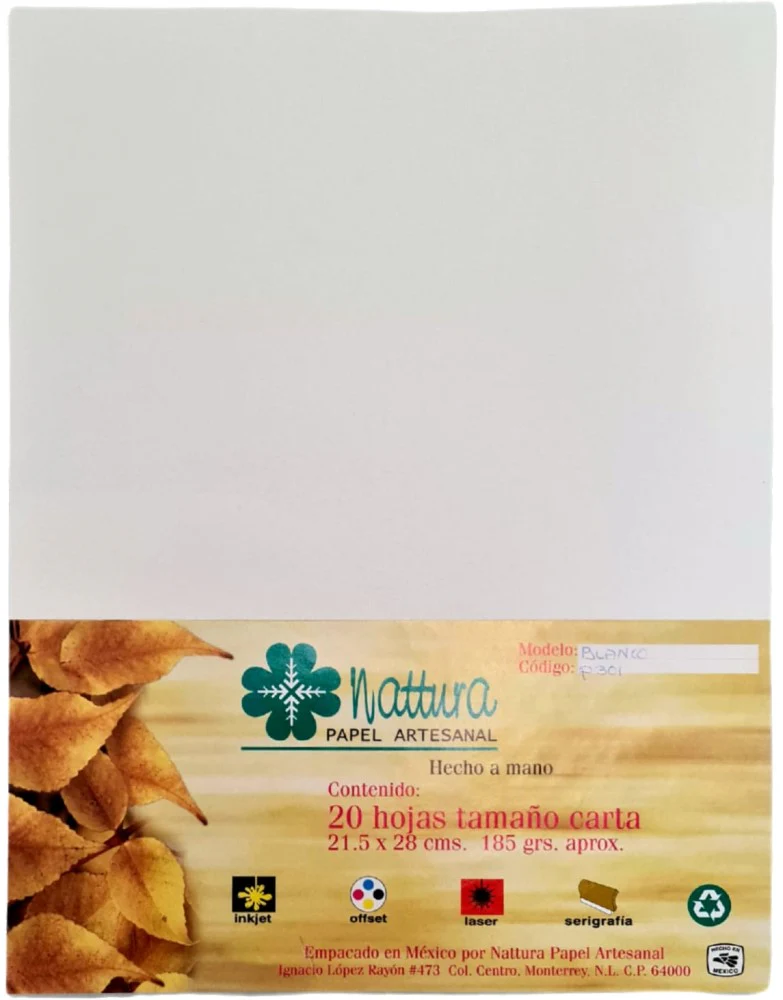 Papel Hecho Mano  185g c/20 Hojas  Carta Nattura® [Paquete] - Image 3