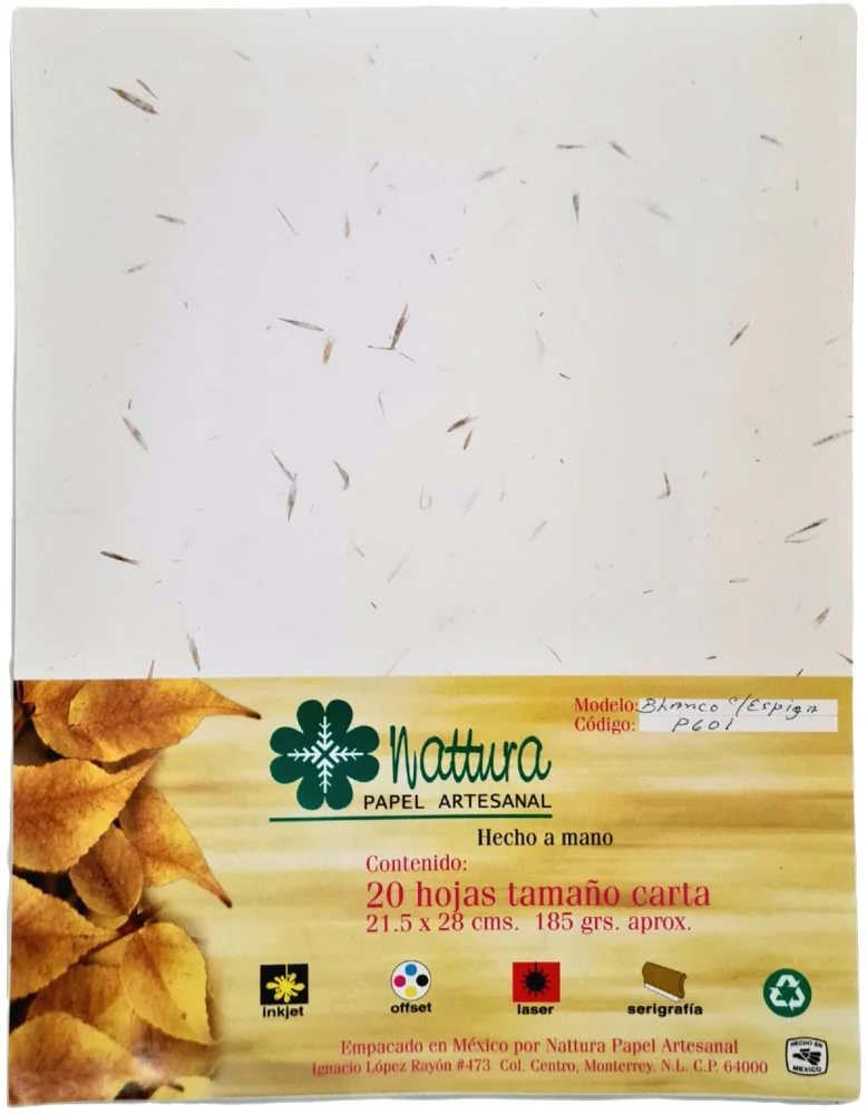 Papel Hecho Mano  185g c/20 Hojas  Carta Nattura® [Paquete] - Image 4