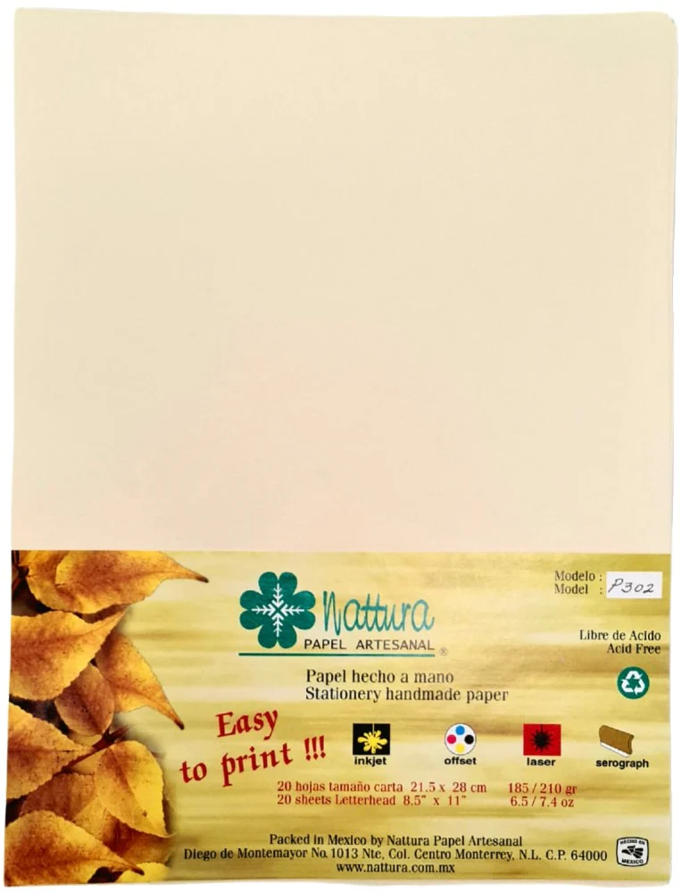 Papel Hecho Mano  185g c/20 Hojas  Carta Nattura® [Paquete] - Image 7