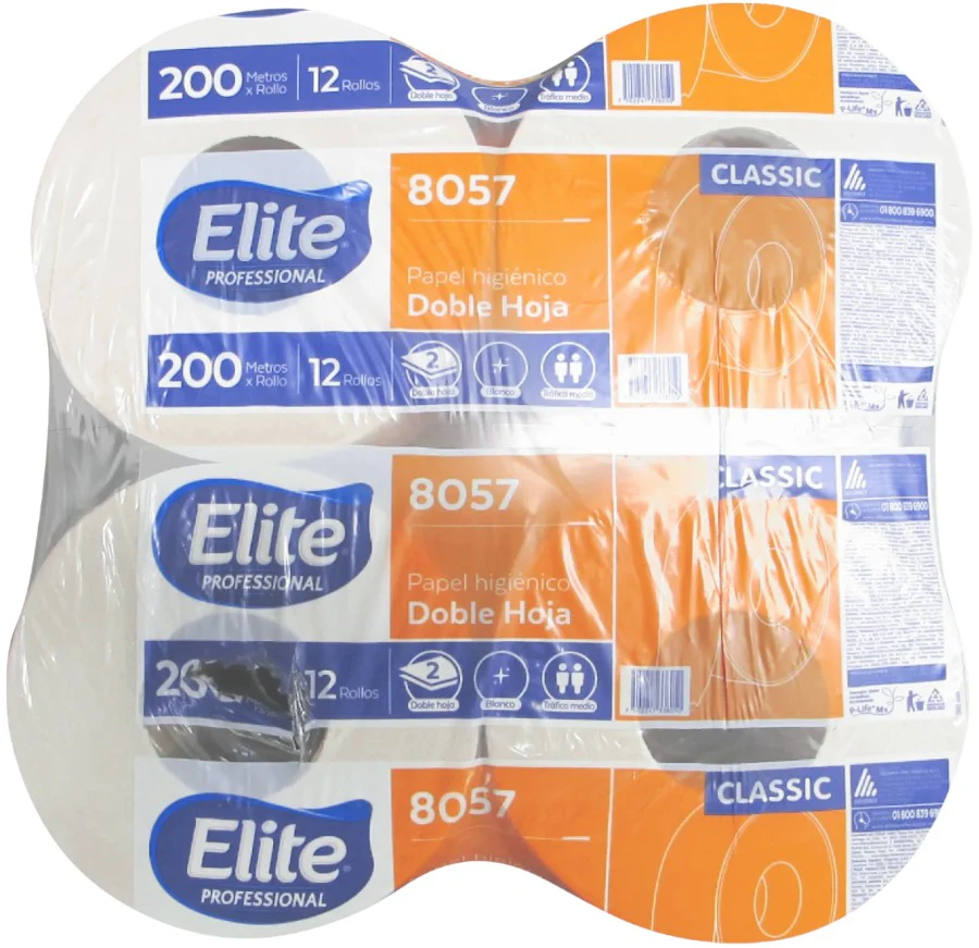 Papel Higiénico Jr. Hoja Doble c/12 Rollos 200m×8.8cm Elite® 8057 [Bolsa] - Image 2