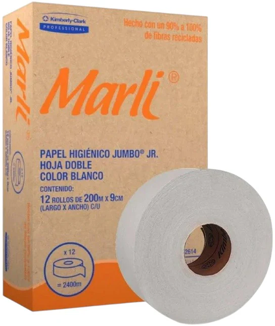 Papel Higiénico Marli® Jumbo® Jr. H Doble c/12 Rollos 200m×9cm Kimberly-Clark® 92590 [Caja]