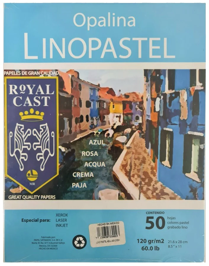 Papel Opalina Linopastel paquete c/50 120g Azul Carta Satinado®