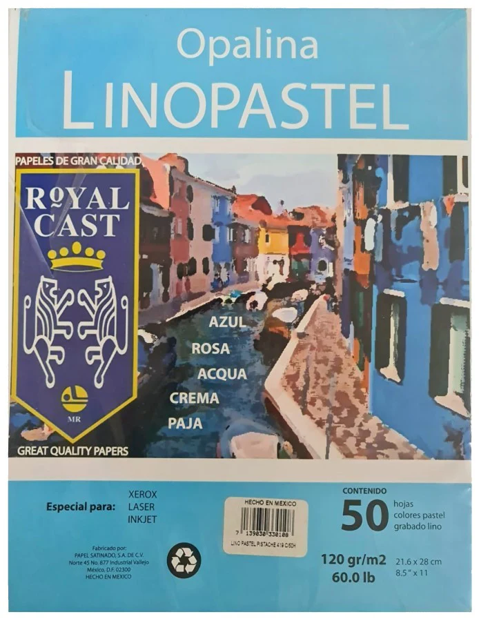 Papel Opalina Linopastel paquete c/50 120g Pistache Carta Satinado®