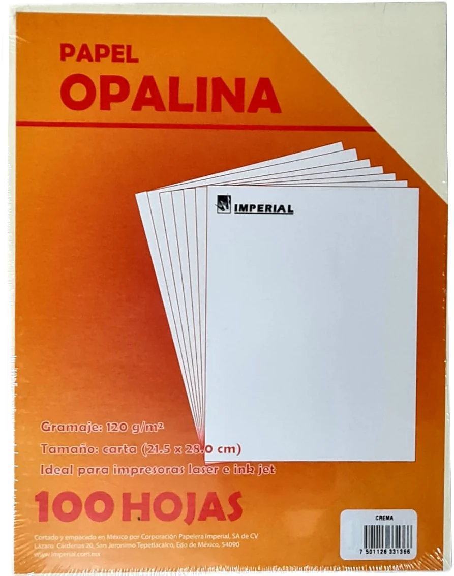 Papel Opalina paquete c/100 115g Crema Carta Imperial® 3136 [Cien hojas]