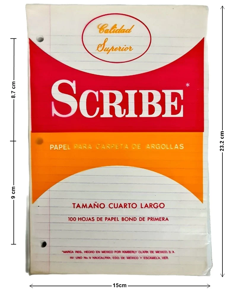 Papel p/Carpeta ¼ Largo 3 perforaciones 100 hojas Raya Scribe® 15×23.2cm [Paquete]