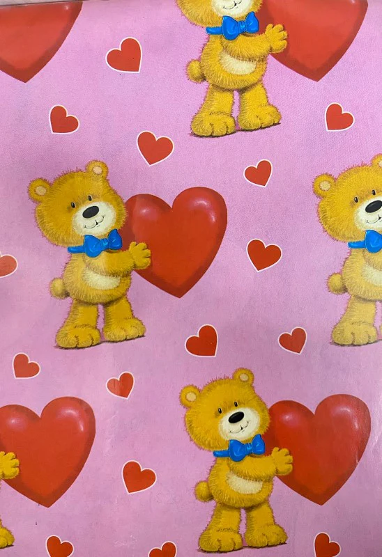 Papel Regalo San Valentin Oso fondo rosa c/25 50×70cm granmark® 1129 [Paquete]
