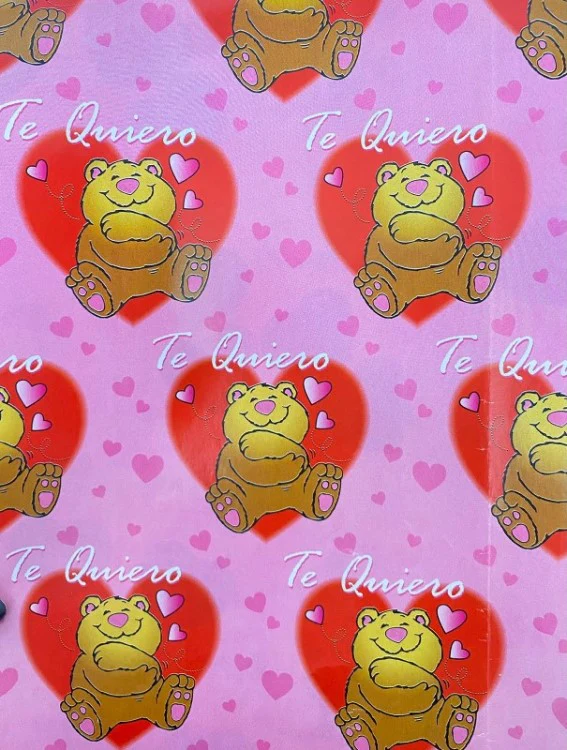 Papel Regalo San Valentin OsoTe quiero fondo rosa c/25 50×70cm granmark® 3021 [Paquete]