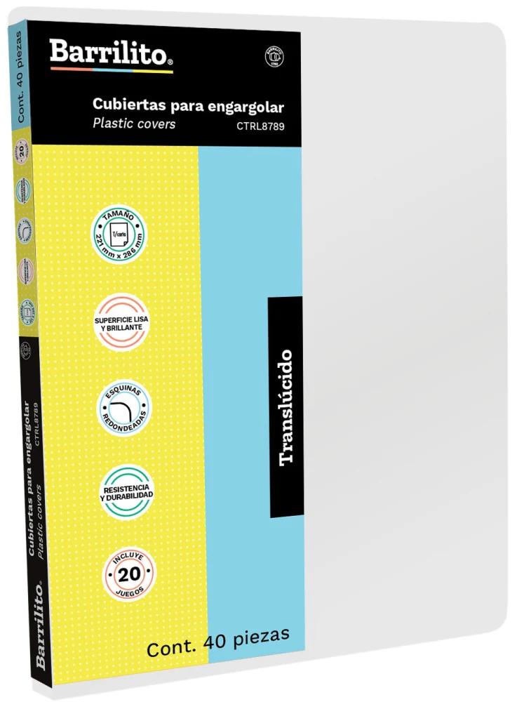 Pasta p/Engargolar c/40 Traslúcida 22×28.6cm Barrilito® CTRL8789 [Paquete]