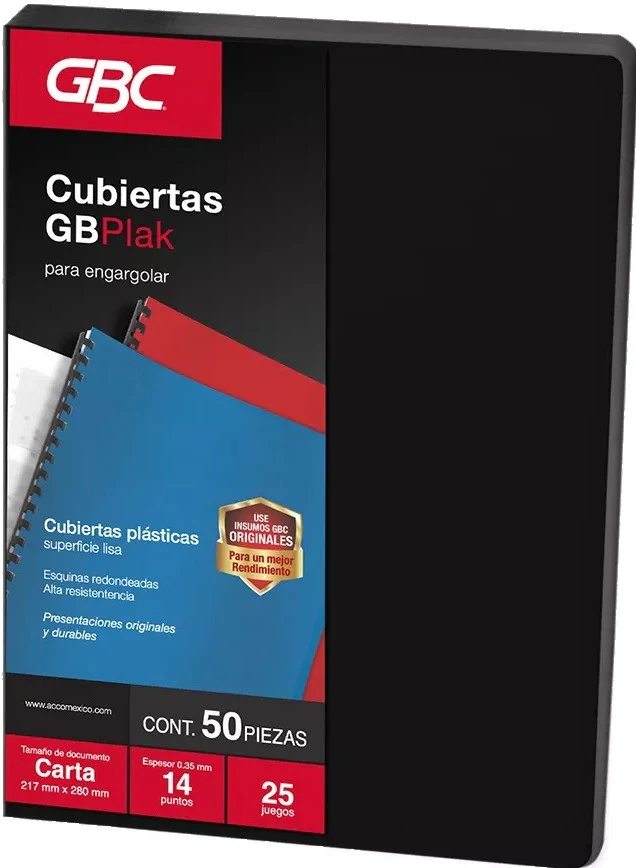 Pasta p/Engargolar GBPlak Liso c/50 Negro 22×28.5cm GBC® P3562 [Paquete]