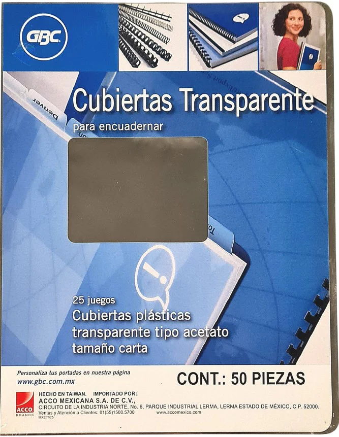 Pasta p/Engargolar Tipo Acetato c/50 Transparente 22×28.5cm GBC® M100305 [Paquete]