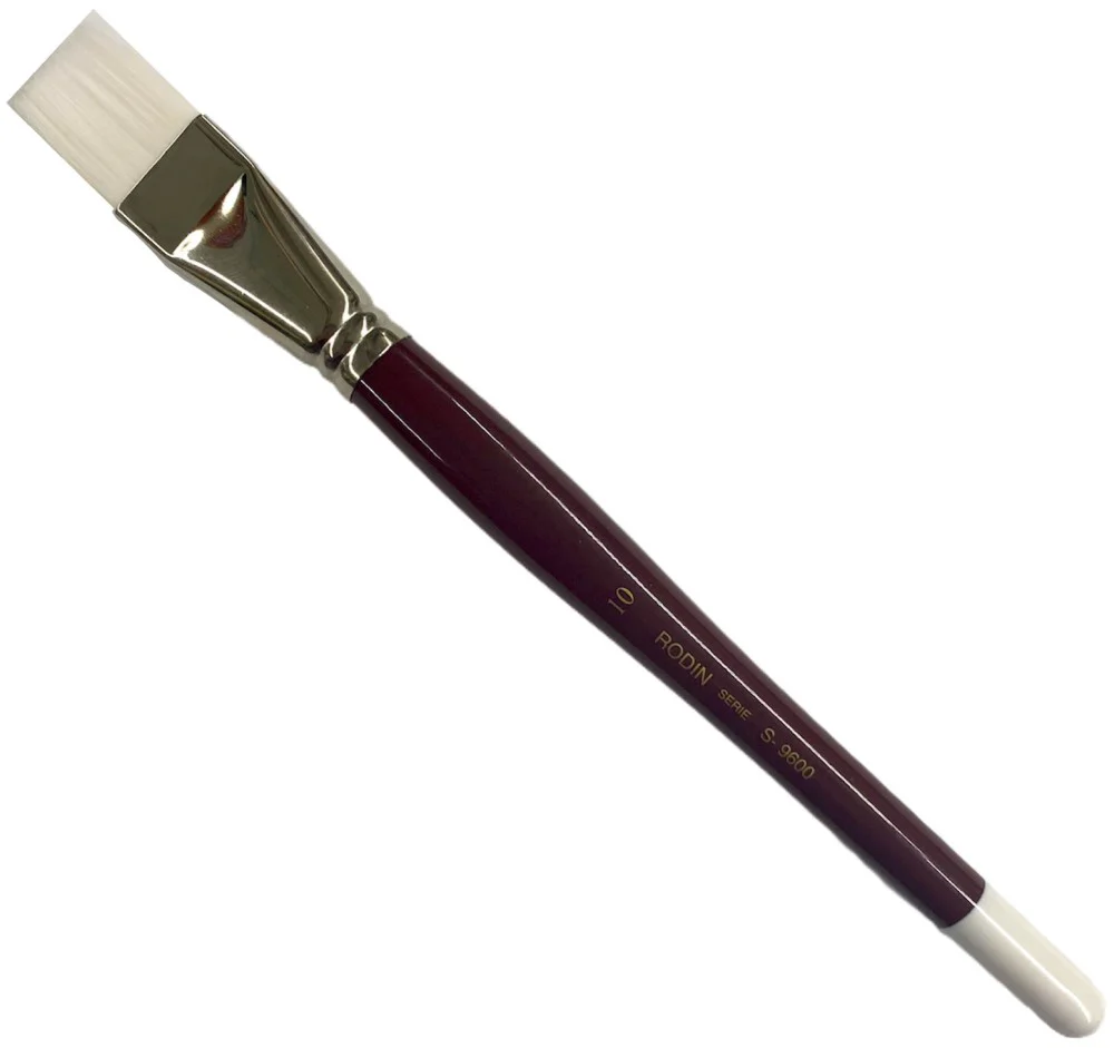 Pincel p/Acrílico 9600 Plano pelo Sintético #10 Rojo-Blanco Corto Rodin® 9600-10 [Pieza]