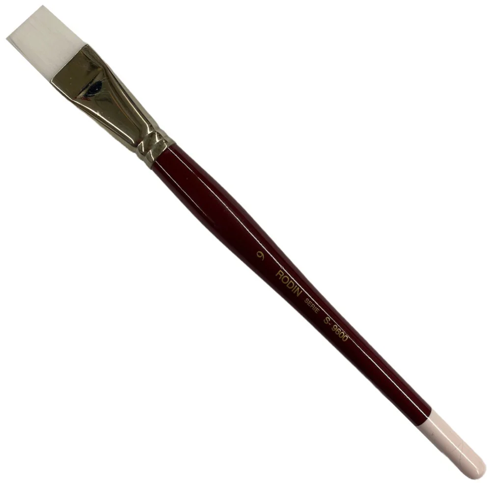 Pincel p/Acrílico 9600 Plano pelo Sintético #9 Rojo-Blanco Corto Rodin® 9600-9 [Pieza]