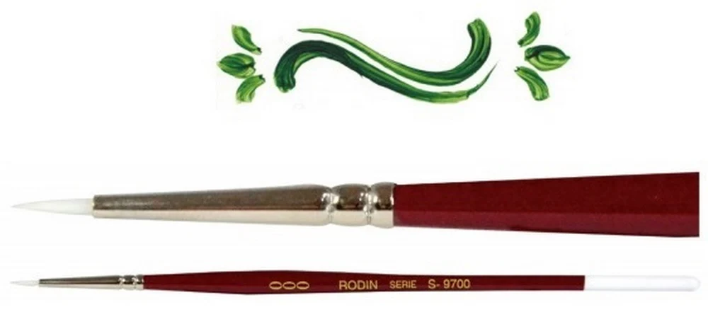 Pincel p/Acrílico 9700 Redondo Sintético #00 Blanco-Rojo Corto Rodin® 9700-00 [Pieza]