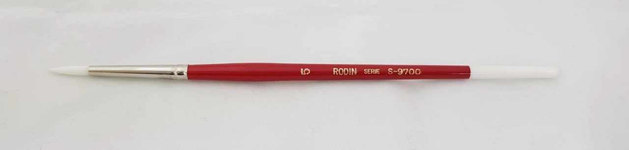 Pincel p/Acrílico 9700 Redondo Sintético #5 Blanco-Rojo Corto Rodin® 9700-5 [Pieza]