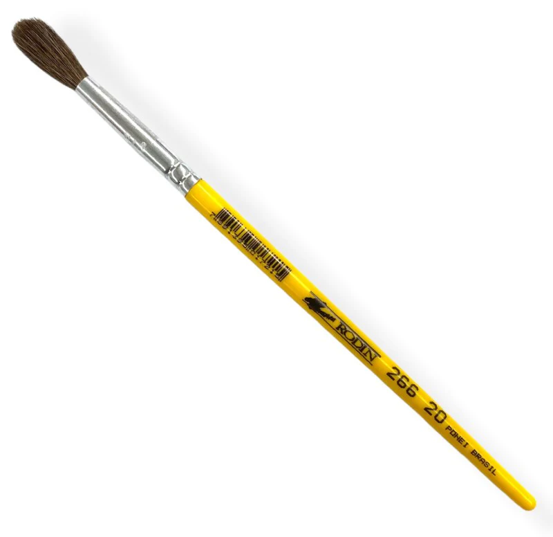 Pincel p/Acuarela 266  Amarillo Corto Largo Redondo pelo de Camello Rodin® [Pieza]
