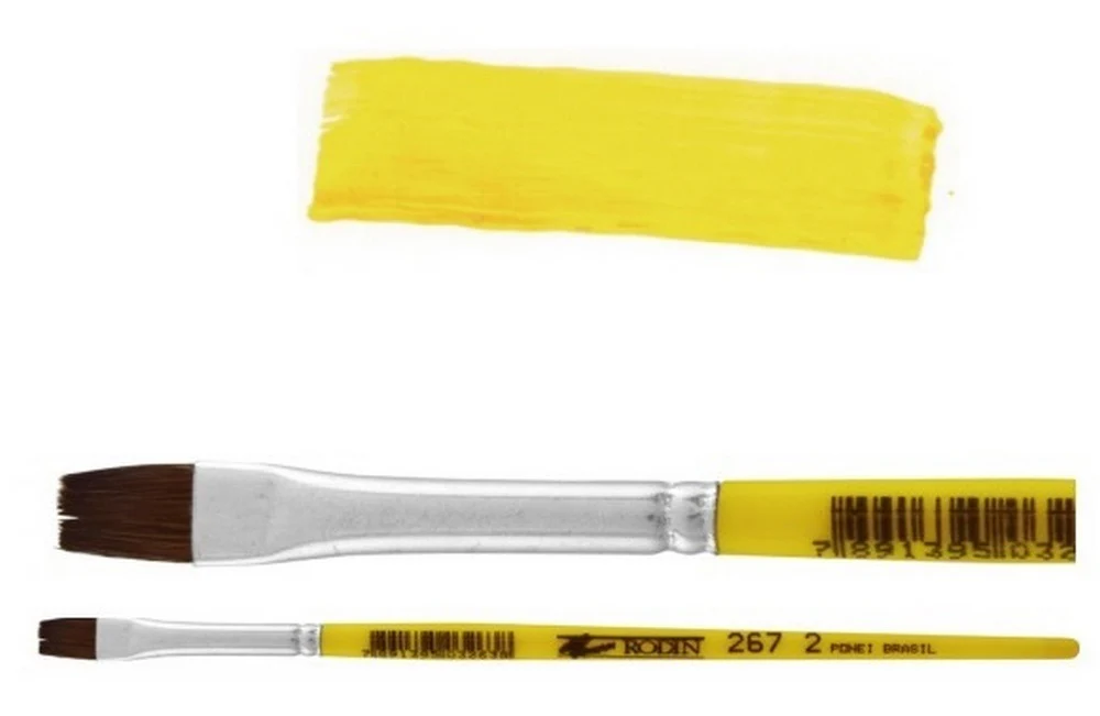 Pincel p/Acuarela 267 Plano pelo de Pony #2 Amarillo Corto Rodin® 267-2 [Pieza]