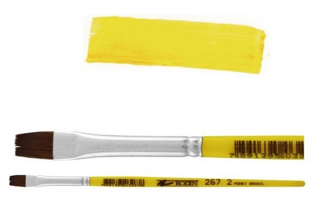 Pincel p/Acuarela 267 Plano pelo de Pony #4 Amarillo Corto Rodin® 267-4 [Pieza]