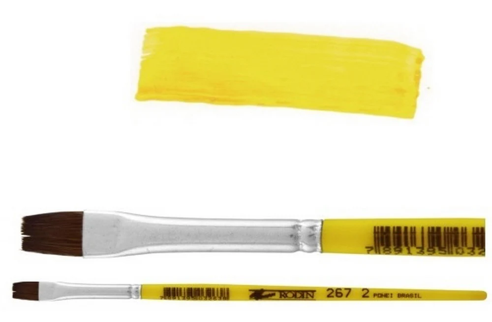 Pincel p/Acuarela 267 Plano pelo de Pony #6 Amarillo Corto Rodin® 267-6 [Pieza]