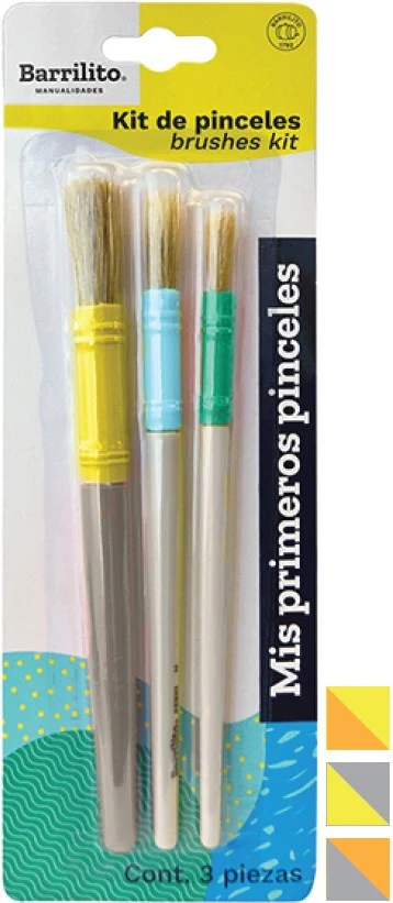 Pincel p/Manualidades Preescolar Redondos c/3 Barrilito® PEBK1 [Kit (Conjunto piezas]