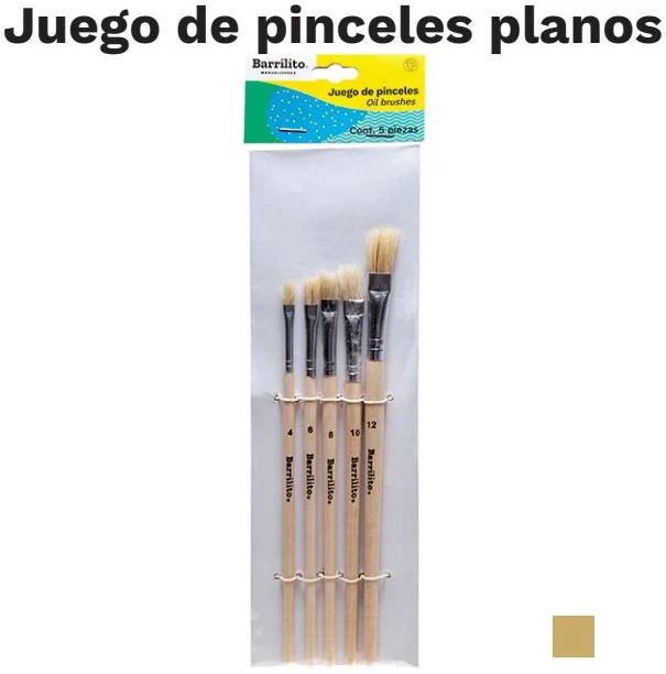 Pincel p/Oleo Kit c/5 Madera Barrilito® KOP5 [Conjunto]