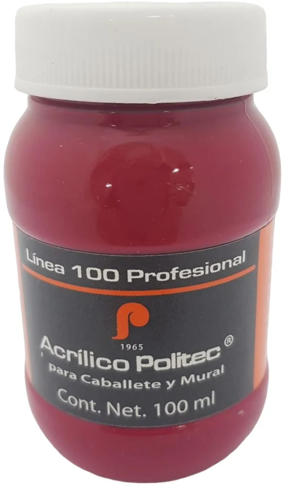 Pintura Acrílica Línea100 #120 Mural 100ml Rojo Karo Politec® [Pieza]