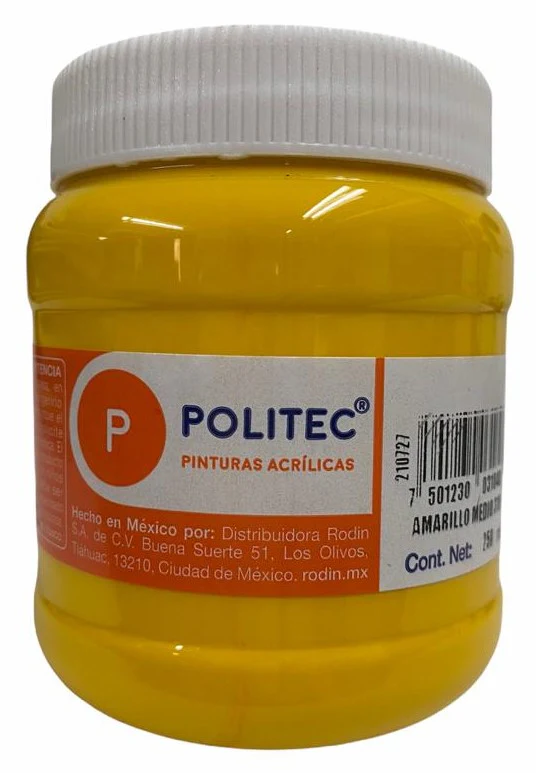Pintura Acrílica Línea300 250ml Amarillo Medio Politec® #318 [Pieza]